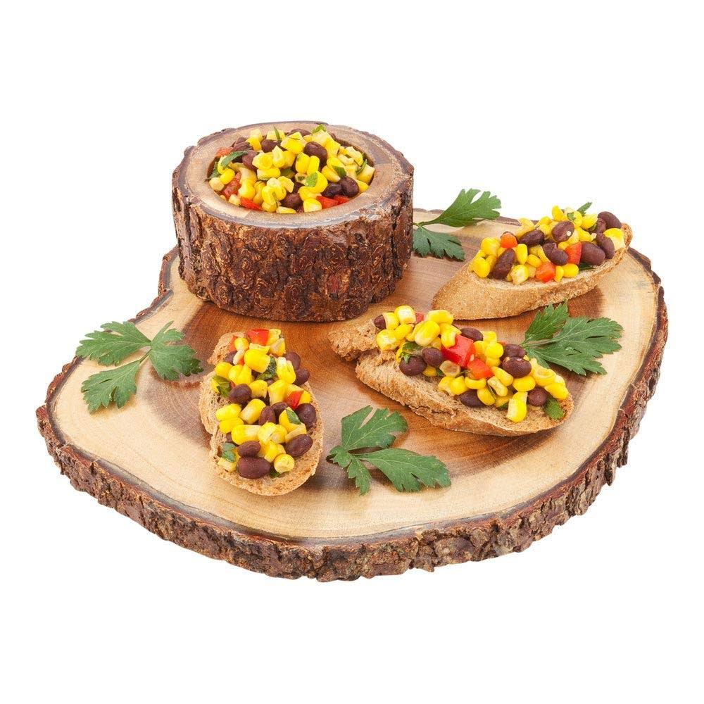 Natural Acacia Serving Board, Varnished, Bark Edges, 9 inch x 9 inch x 1 1/2 inch T275560