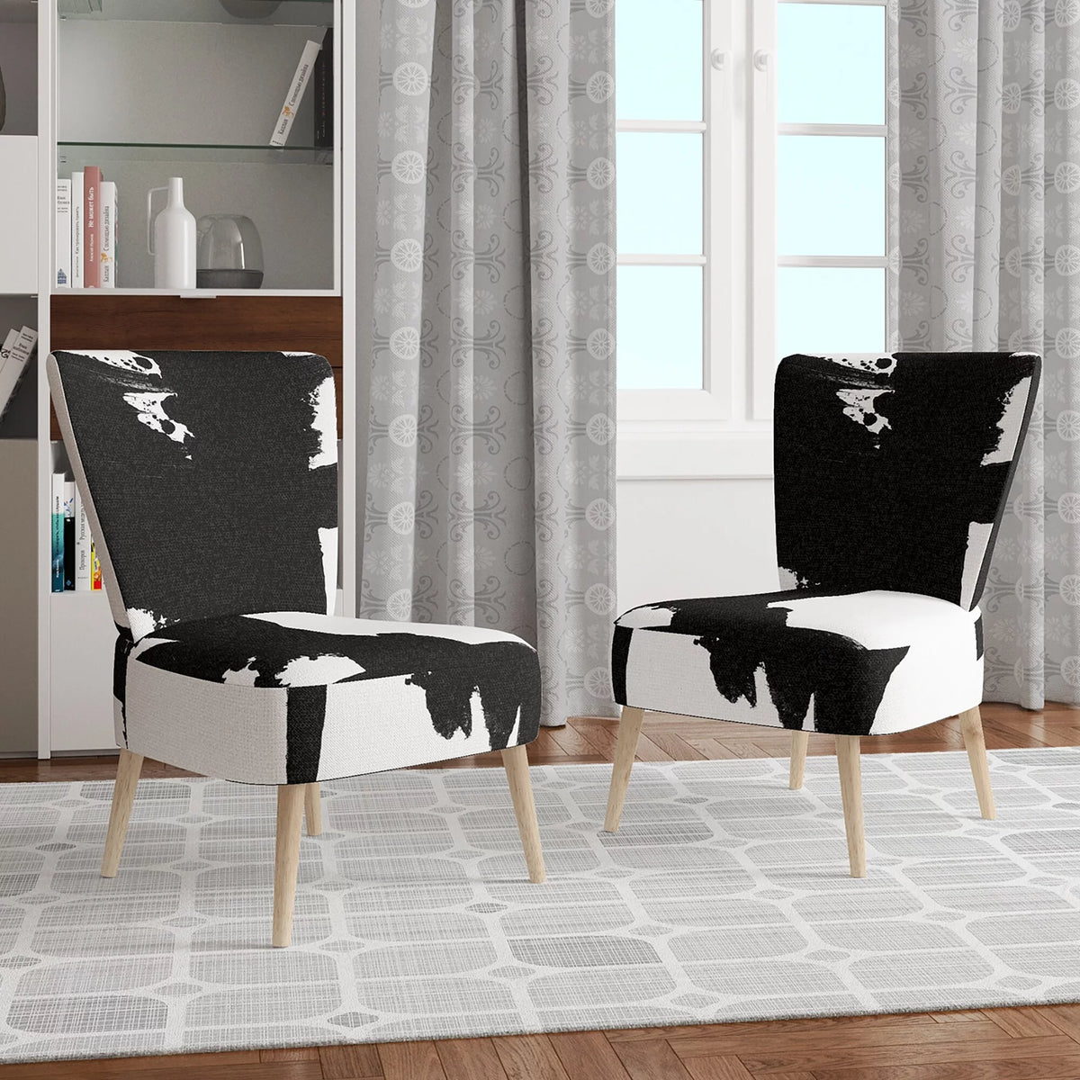 Black & White Upholstered Modern Accent Chair P452656