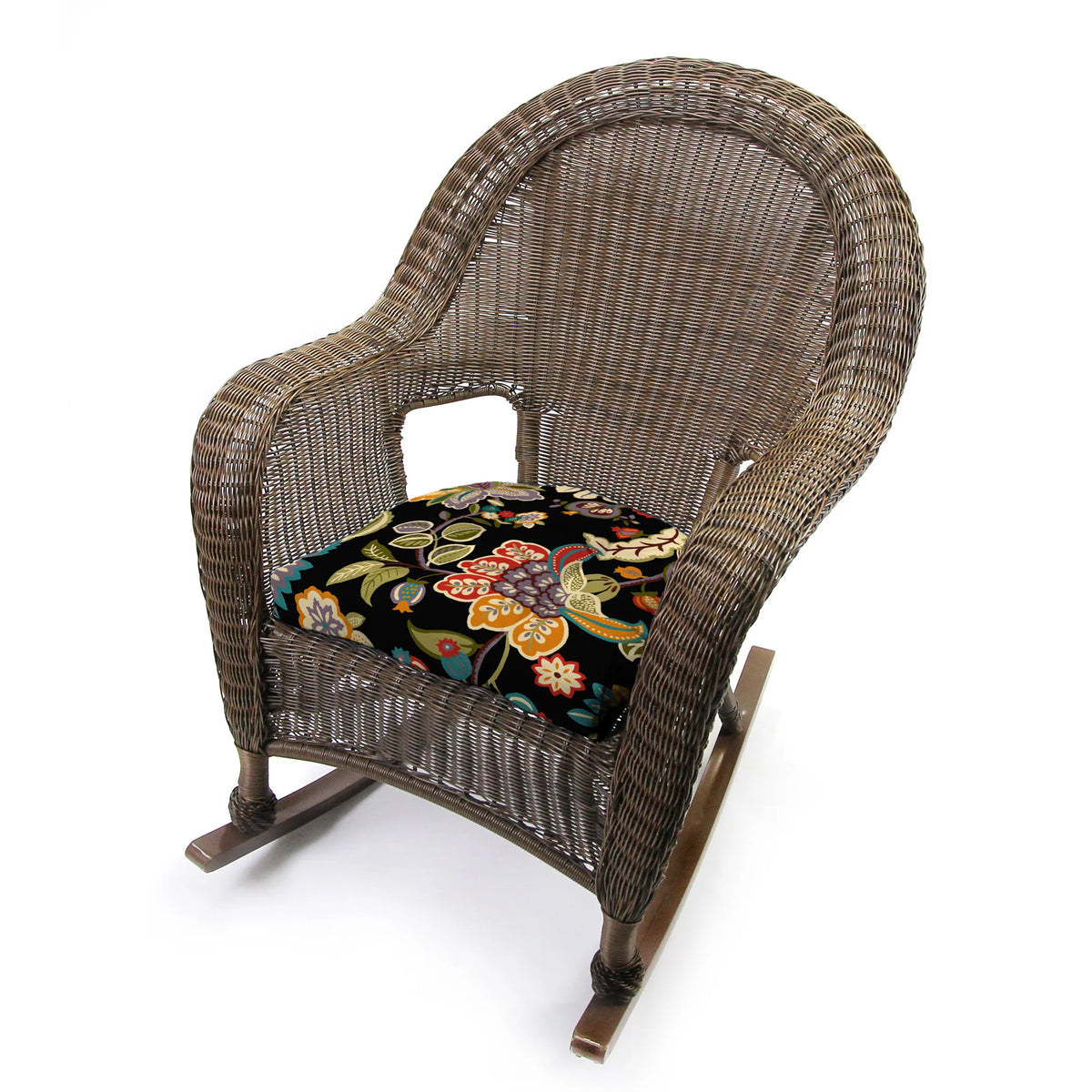 Midnight Multicolor Paisley Tufted Outdoor Wicker Seat Cushion 2 Pack A242299