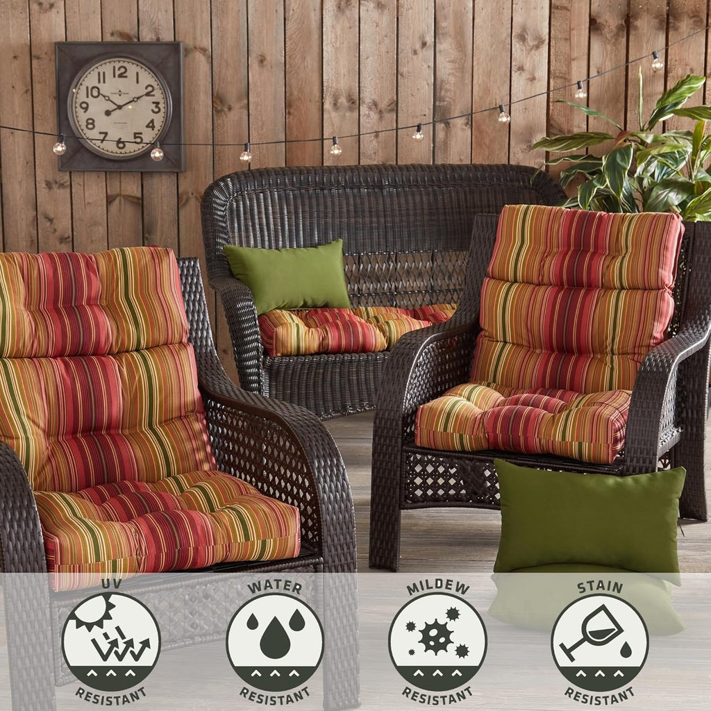 Outdoor 44 x 22-inch High Back Chair Cushion, Set of 1, Cinnamon Stripe L208