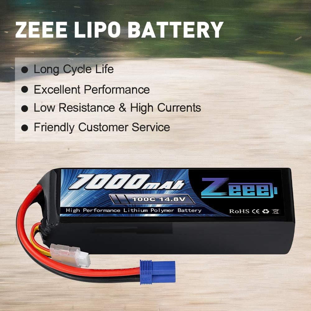 14.8V 4S 100C 7000mAh Lipo Battery with EC5 Connector 2 Pack P555