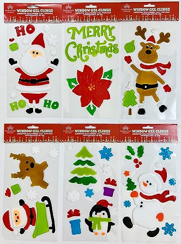 Winter Gel Cling Stickers for Windows and Mirrors, 6 Sheets F24781