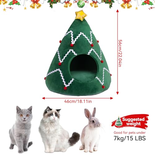 Cat Bed Christmas Hat Cat Tent House 2 in 1 Removable Triangle Pet Teepee X539200