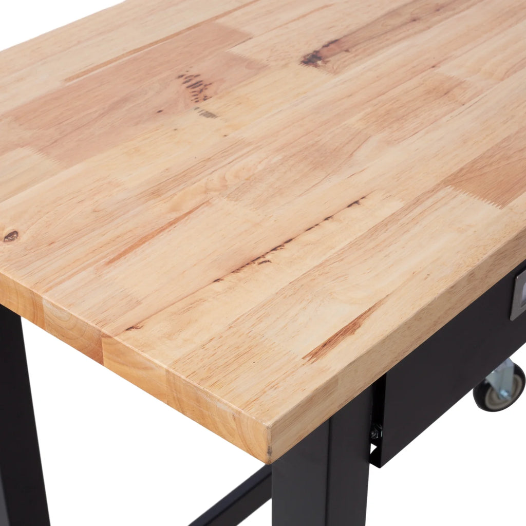 48in Adjustable Bamboo Wood Workbench with Drawer Storage W55442