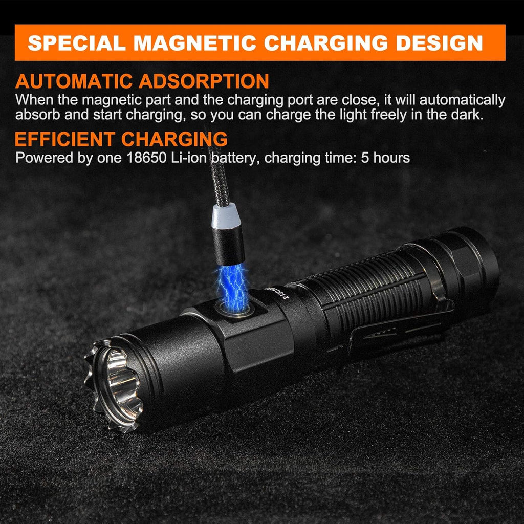 1200 Lumen LED Rechargeable Flashlight with Power Display, IP67 Waterproof, 5 Light Modes W37802