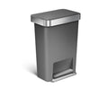 Gray 11.9 Gal Rectangular Plastic Steel Trash Can with Flip Lid and Foot Pedal C4419