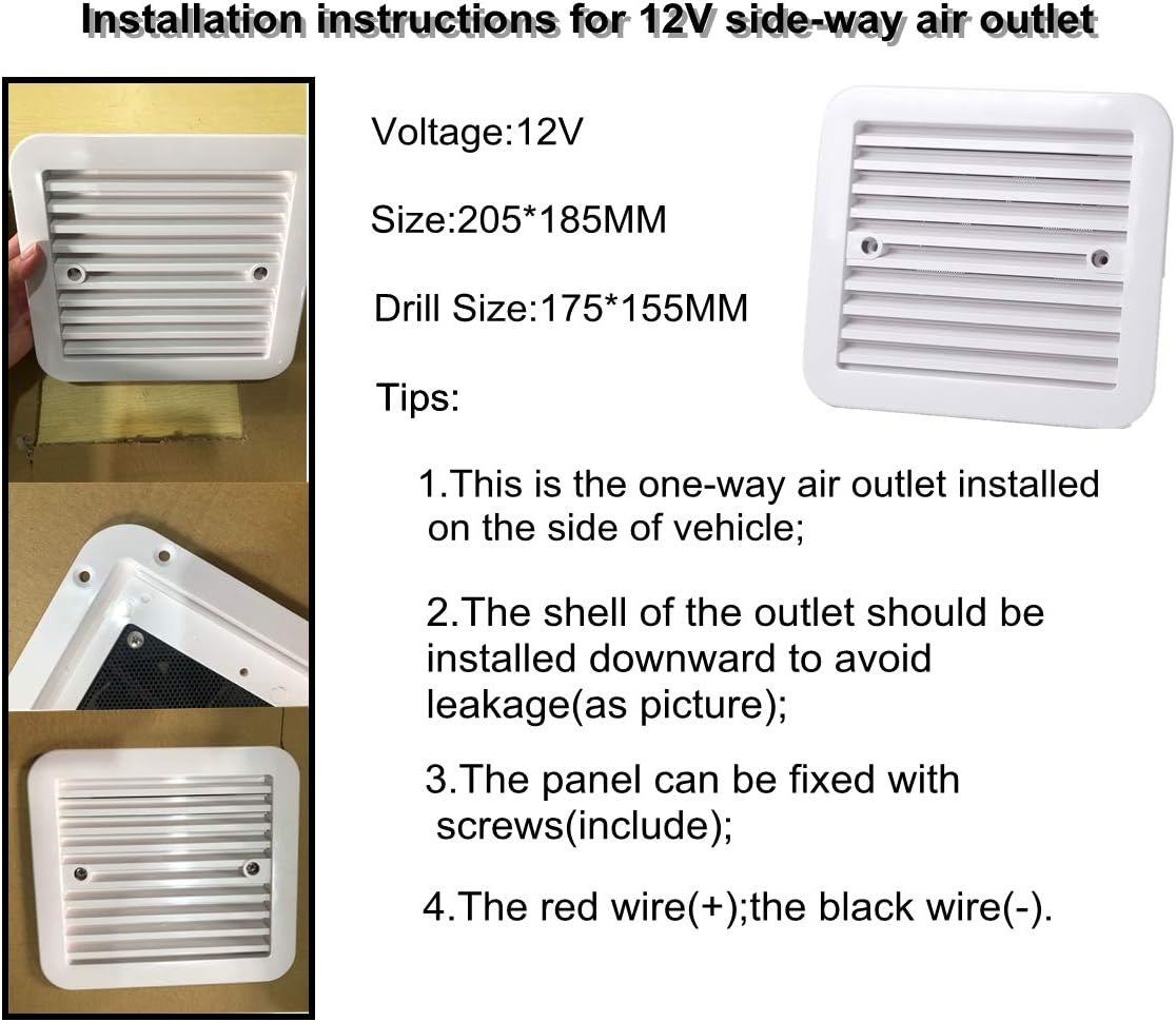12V One-Way Ventilation Fan for Car RV Van (Black) F7293