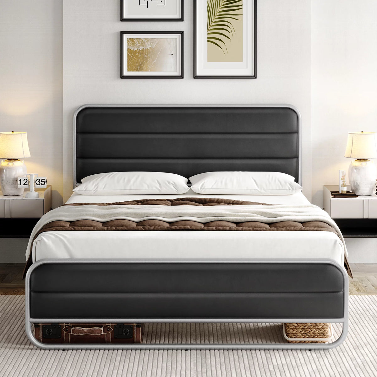 Full PU Leather Upholstered Platform Bed Frame C9370