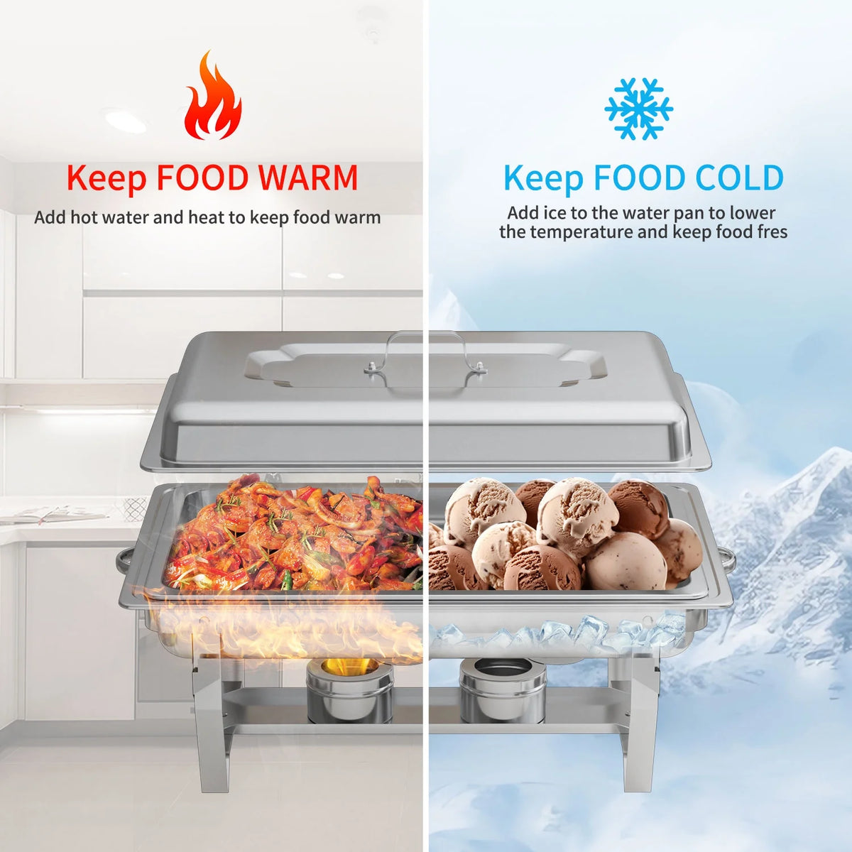 2 Pack 8QT Stainless Steel Chafing Dish Buffet Set K301837