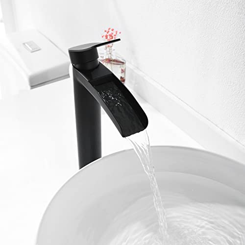 Brushed Gold Single Handle Waterfall Vessel Sink Faucet with Pop Up Drain V545