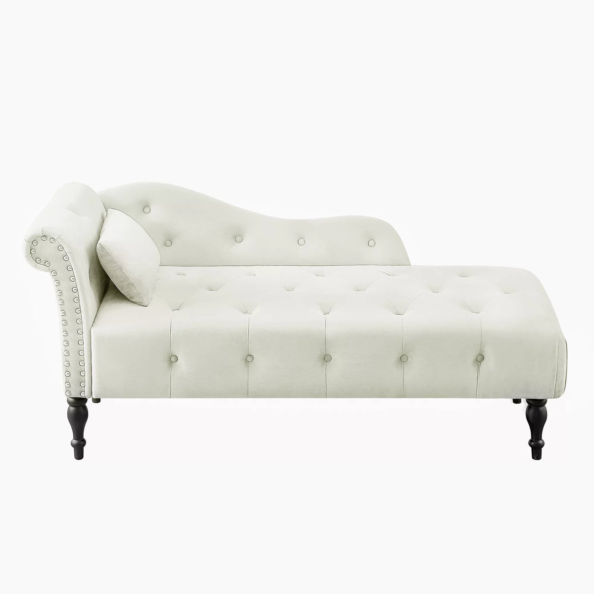 Velvet Tufted Chaise Lounge with Pillow U160942