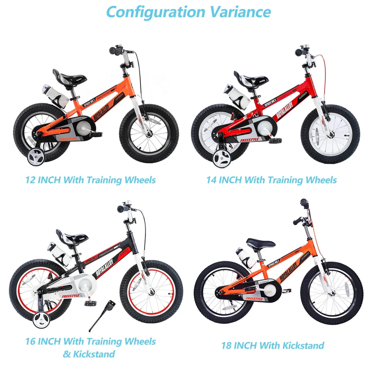 Black Kids Bike with Kickstand & Bottle W13485