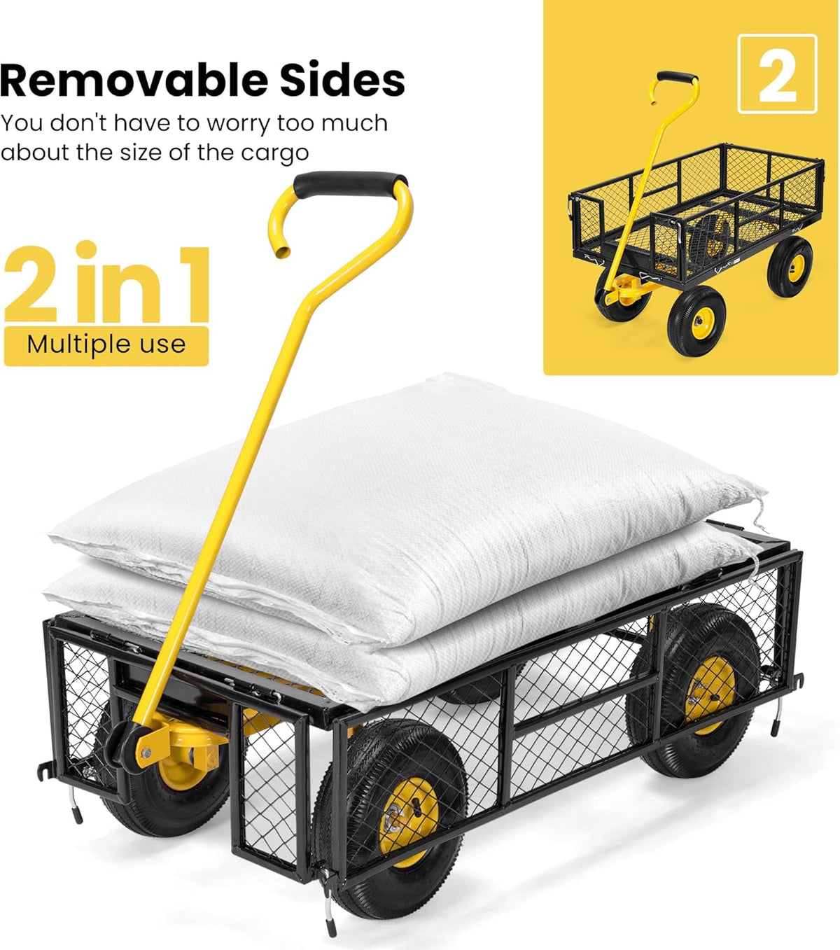 Heavy Duty Mesh Steel Garden Cart with Removable Sides L93285