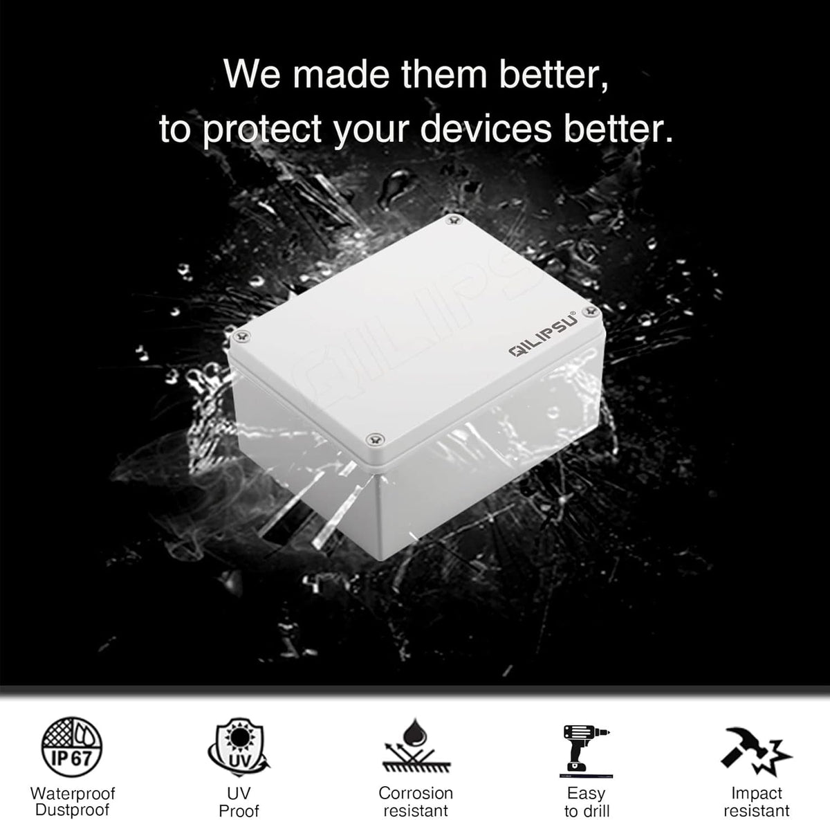 Junction Box with Mounting Plate 380x280x130mm ABS Plastic IP67 Waterproof Dustproof Enclosure Grey O742