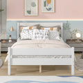 White Full Size Platform Bed Frame with Headboard and Footboard V391