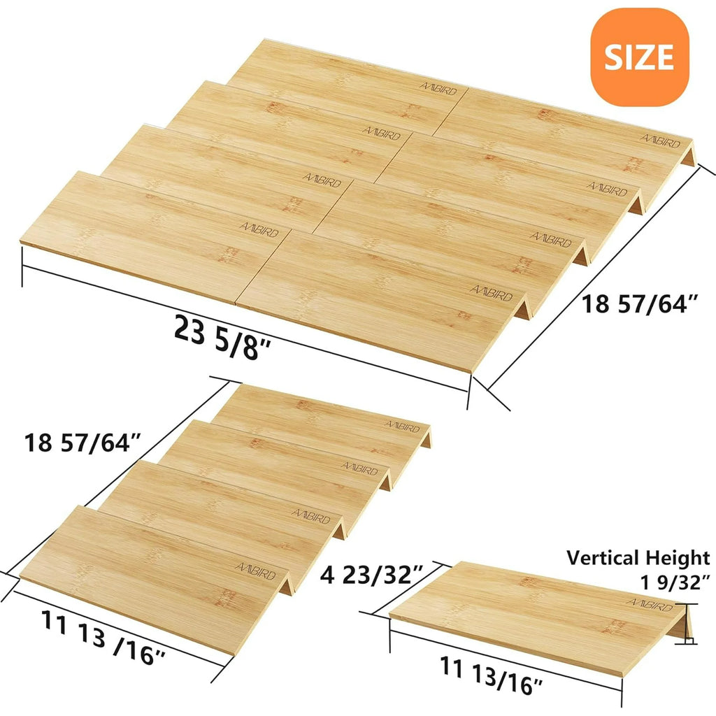 Bamboo 4 Tier Spice Drawer Organizer with Non-slip Mat, 2 Set I456