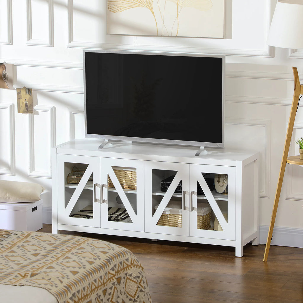 White TV Stand with Adjustable Shelves K568