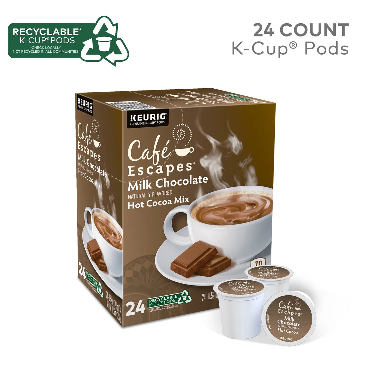 24 Count Milk Chocolate Hot Cocoa K-Cup Pods F37562