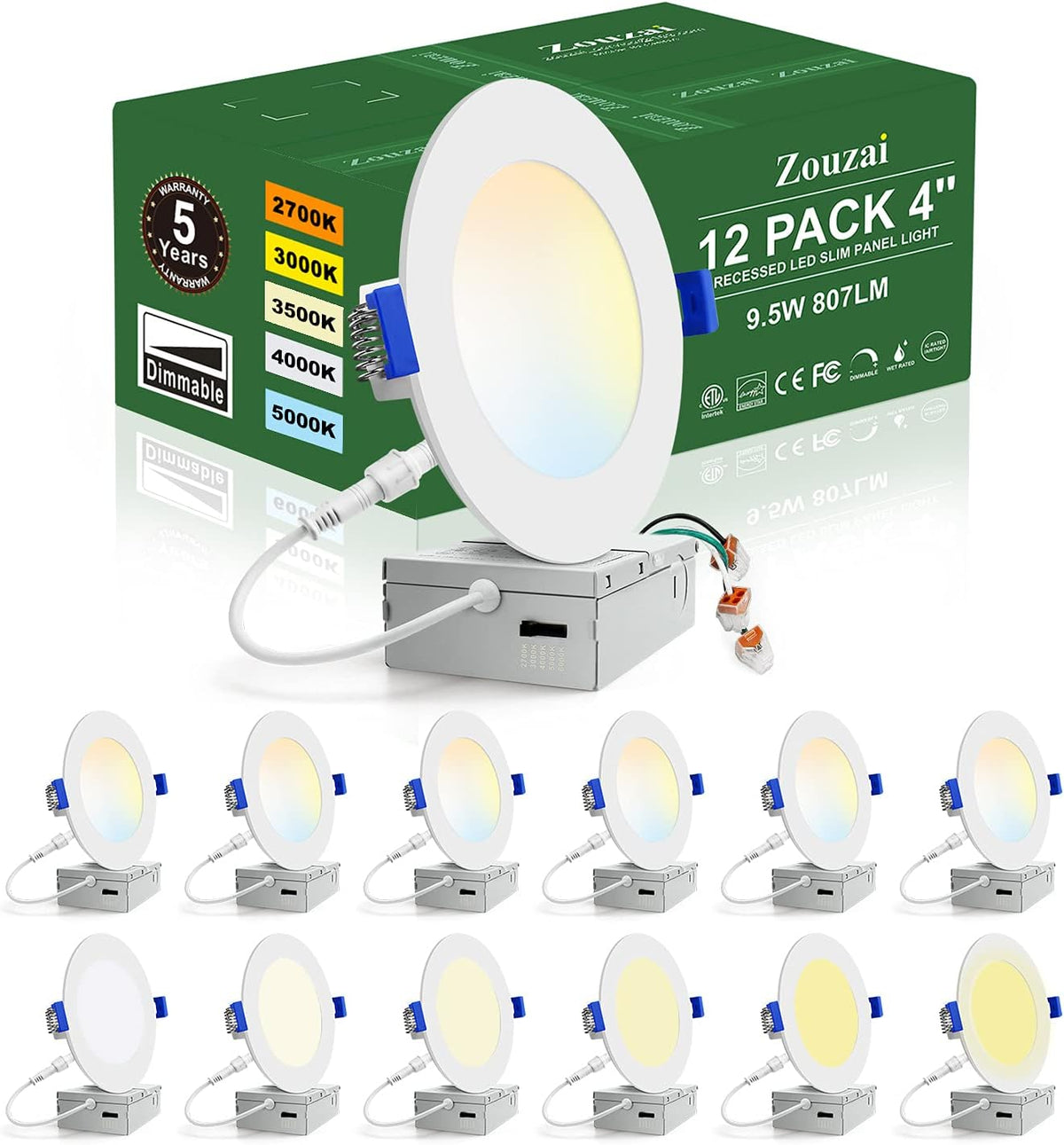 12 Pack 4 Inch Ultra-Thin LED Recessed Ceiling Light F404361