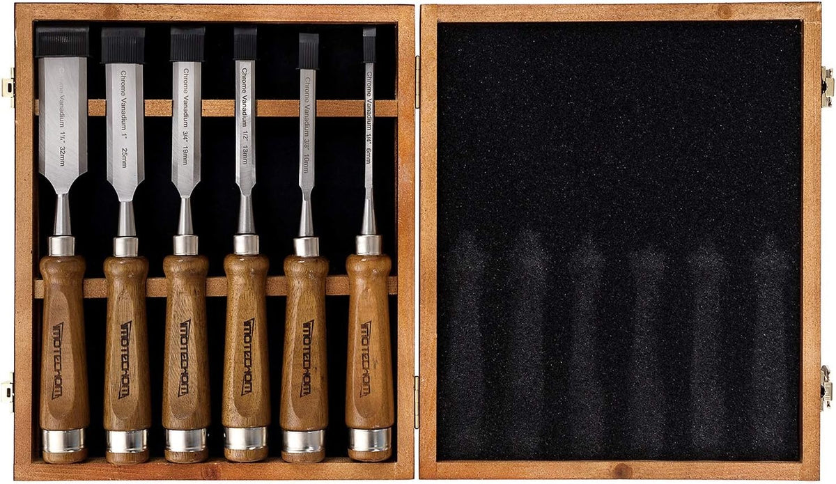 6-Pieces Woodworking Wood Chisel Set with Walnut Handle O9104