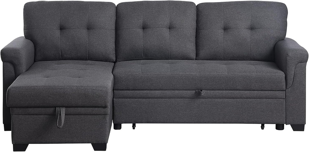 Dark Gray L-Shaped Reversible Sectional Sofa with Storage Chaise F350525