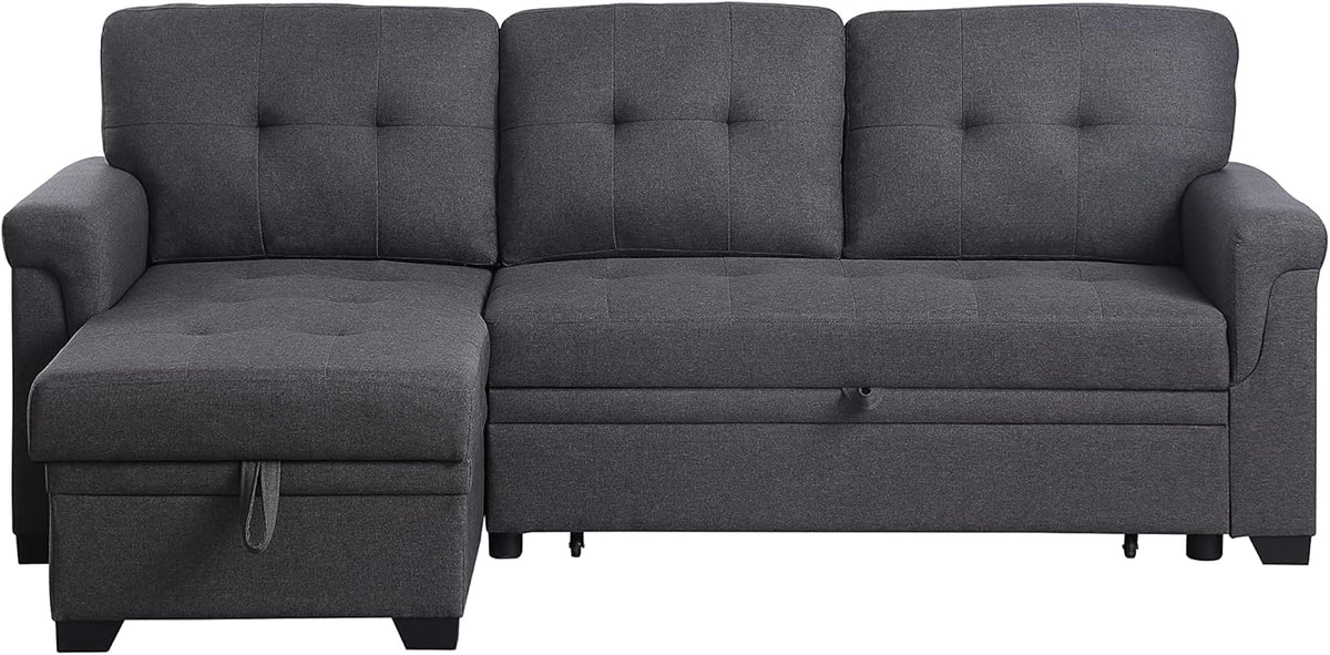 Dark Gray L-Shaped Reversible Sectional Sofa with Storage Chaise F350525