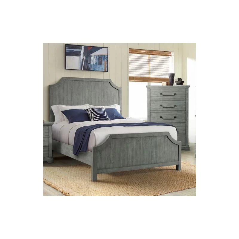 Solid Wood Dove Gray Queen Panel Bed A96450
