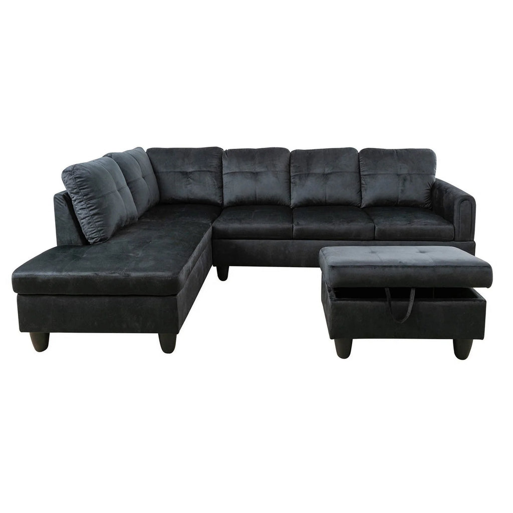 Black Flannel Sofa Set O96955