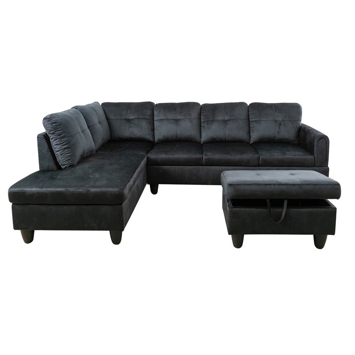 Black Flannel Sofa Set O96955