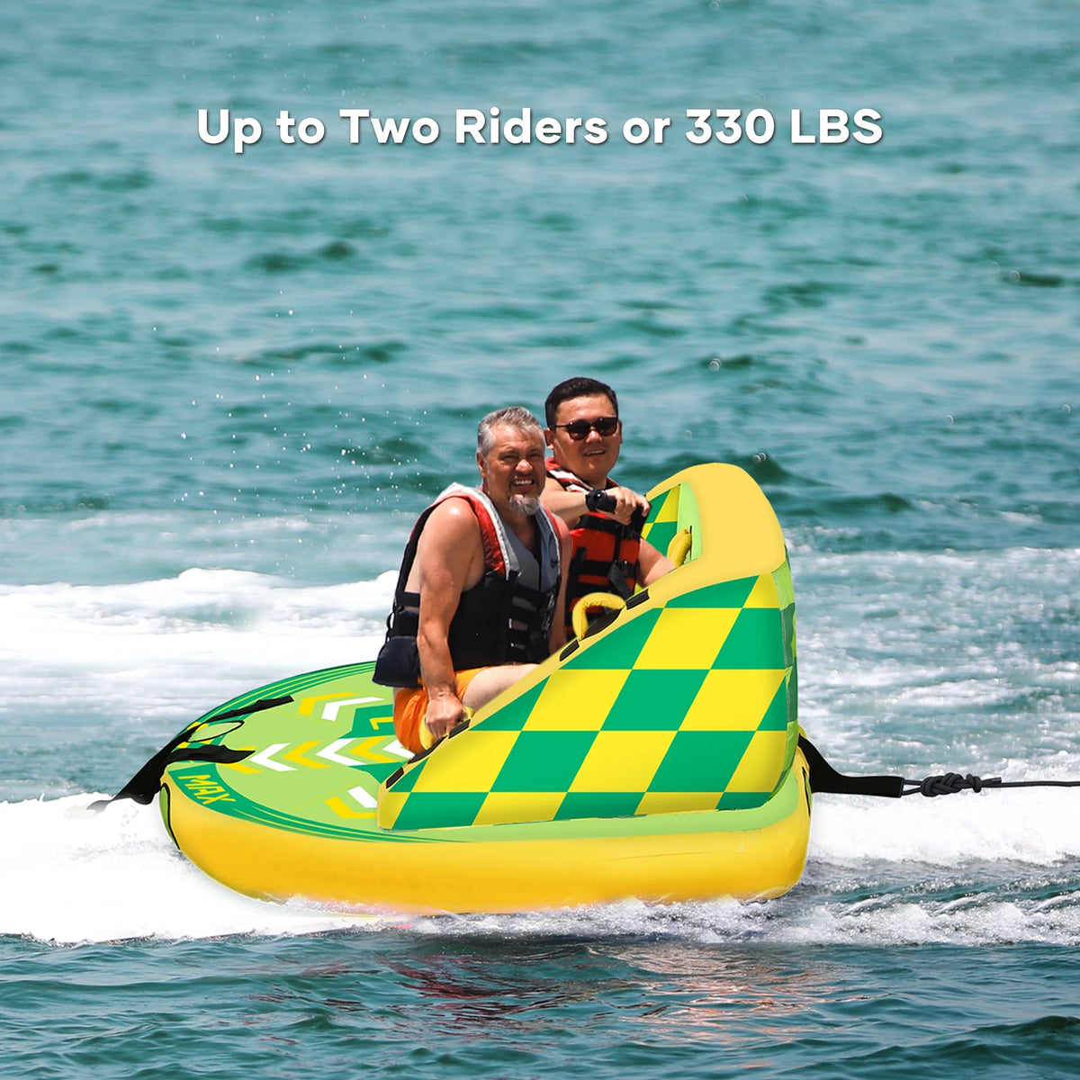 Green Inflatable Towable Tube with Foam Seats & Handles X710