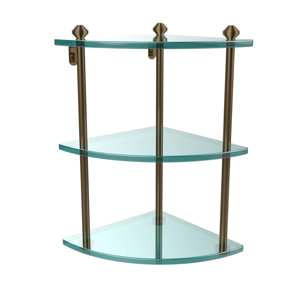 Three Tier Corner Glass Shelf - Brushed Bronze X35661