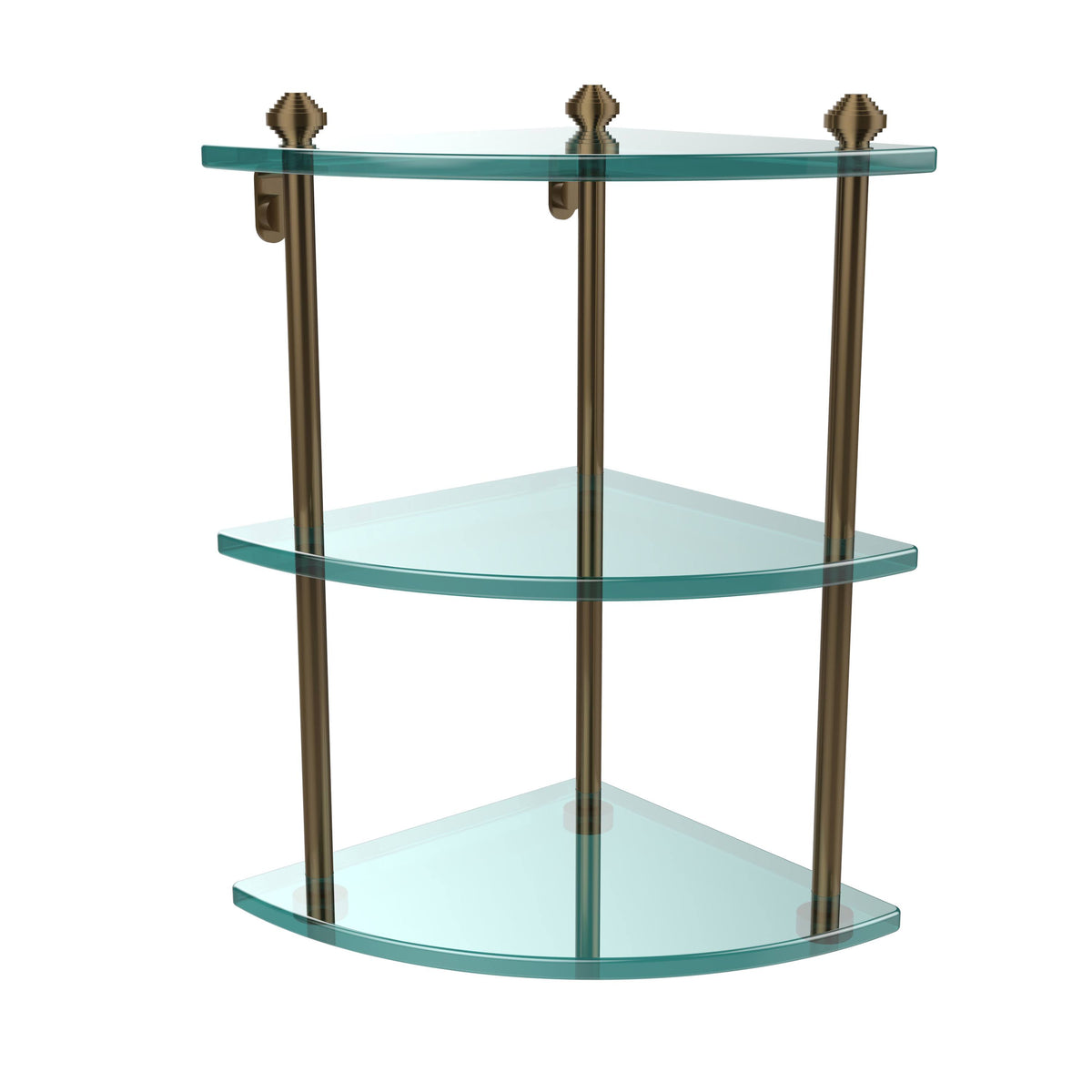 Three Tier Corner Glass Shelf - Brushed Bronze X35661