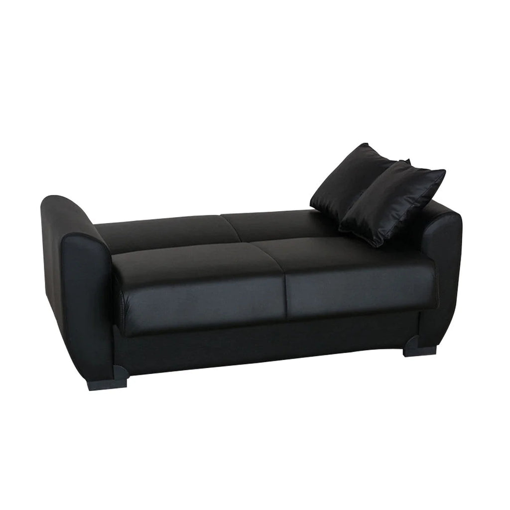 Black PU Leather Loveseat T52716