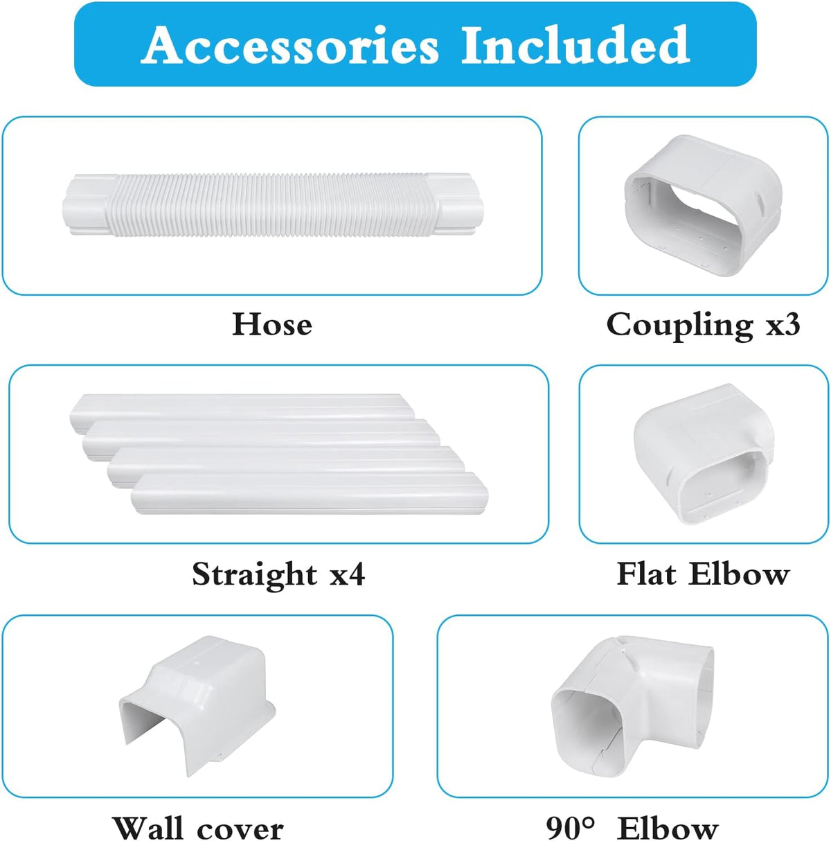 17Ft PVC Decorative Line Set Cover Kit for Ductless Mini Split Air Conditioners J6641