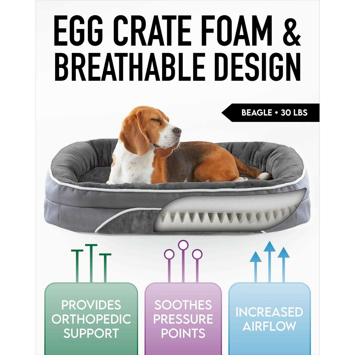 Oversized Orthopedic Dog Bed with Egg Foam Support T45136