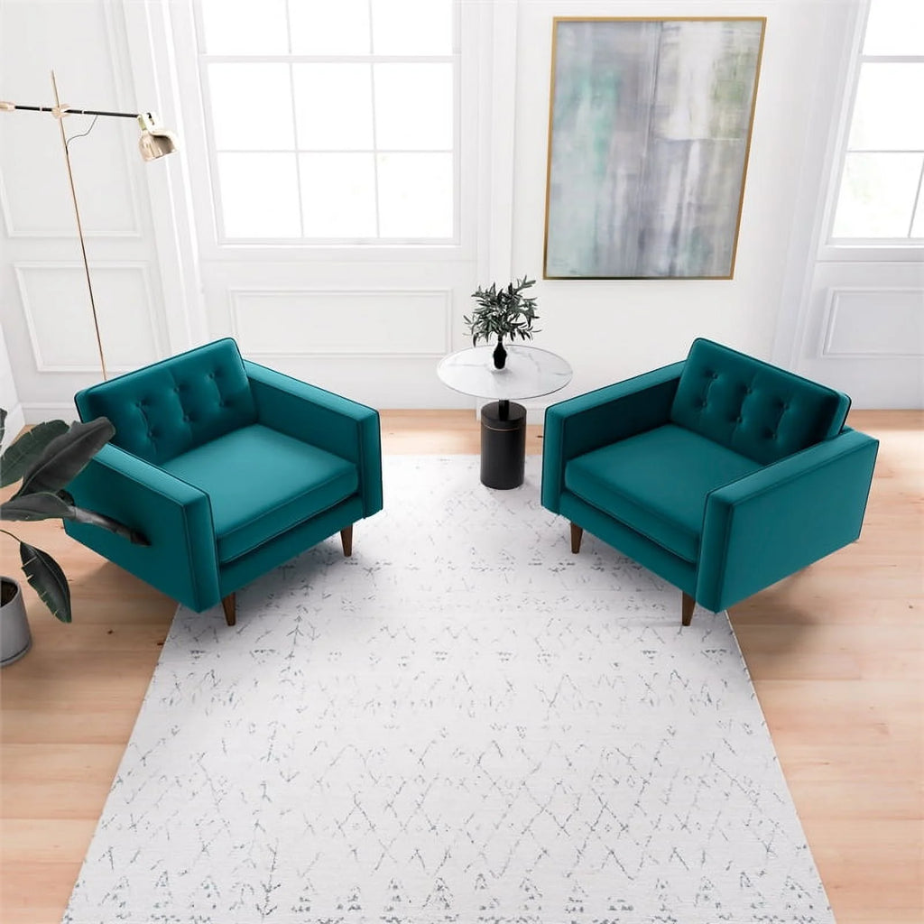 Turquoise Velvet Lounge Chair (Set of 2) R772