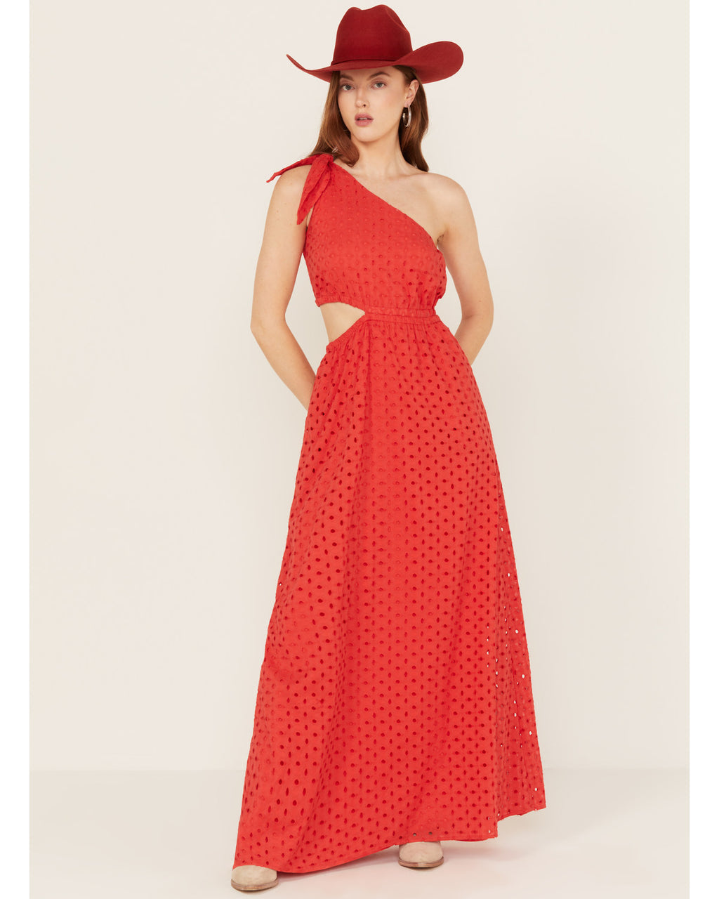Red Sleeveless Maxi Dress T88551
