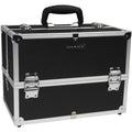 Jet Black Makeup Train Case with Shoulder Strap and Locks R834