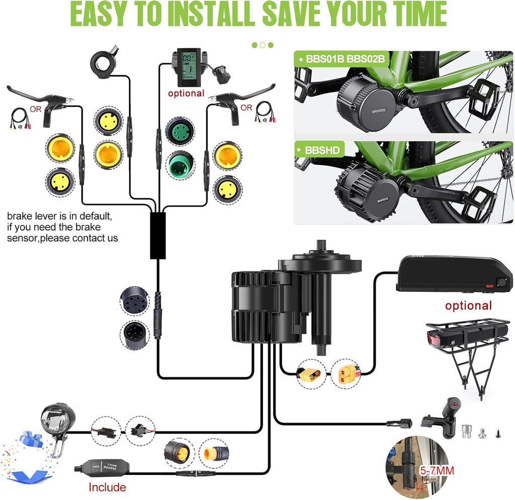 48V 750W Mid Drive Ebike Conversion Kit with 42T Chainring and 800S Display S191