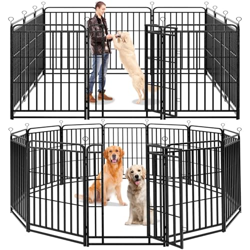 Heavy Duty 12 Panels Dog Playpen 47" Height Snowy Black C2616