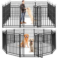 Heavy Duty 12 Panels Dog Playpen 47" Height Snowy Black C2616