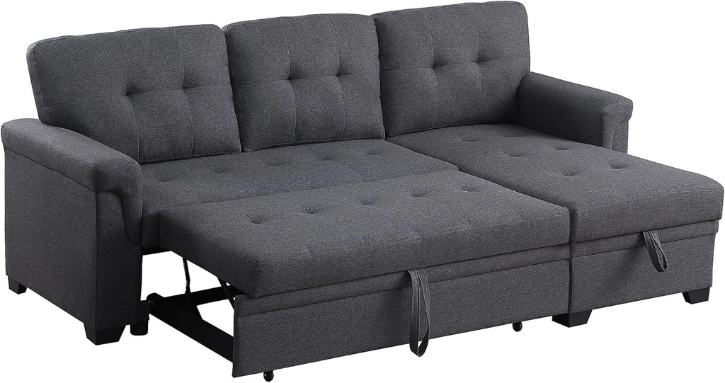Dark Gray L-Shaped Reversible Sectional Sofa with Storage Chaise F350525