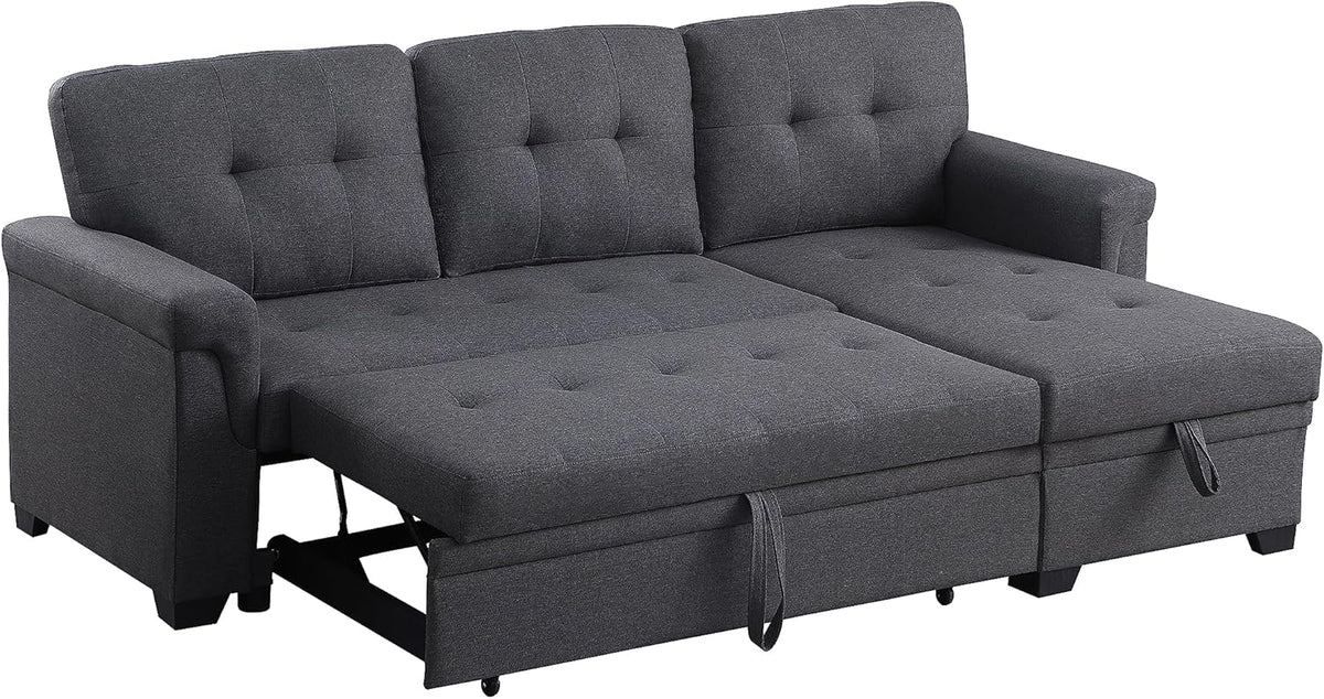 Dark Gray L-Shaped Reversible Sectional Sofa with Storage Chaise F350525