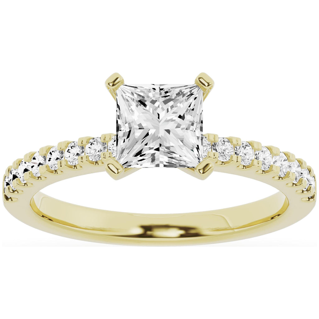 14K Yellow Gold Diamond Solitaire Princess Engagement Ring O956