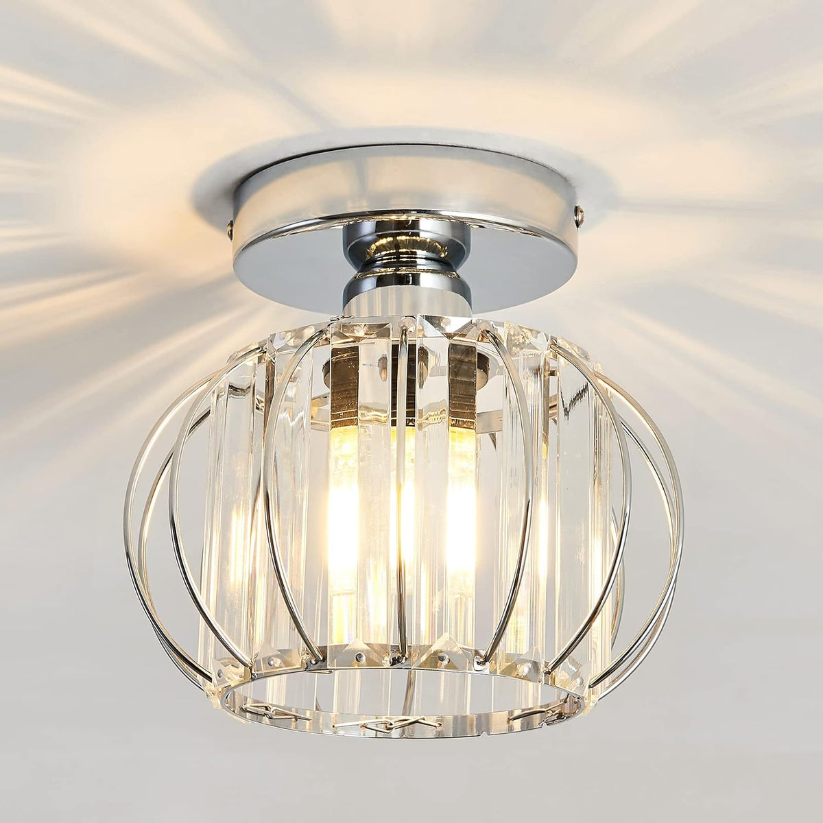 Antique Small Crystal Semi Flush Mount Ceiling Light O418374