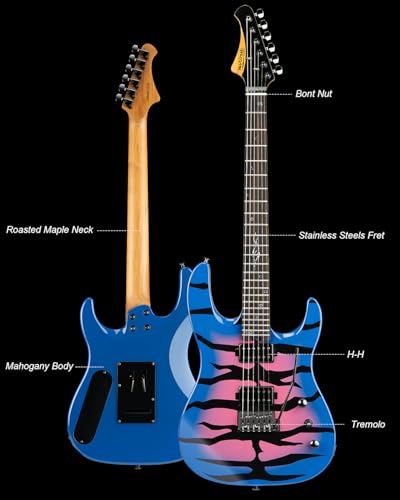 Solid Body Electric Guitar, Mahogany Body, Maple Neck, Rosewood Fretboard, 24 Frets (Blue) N794800
