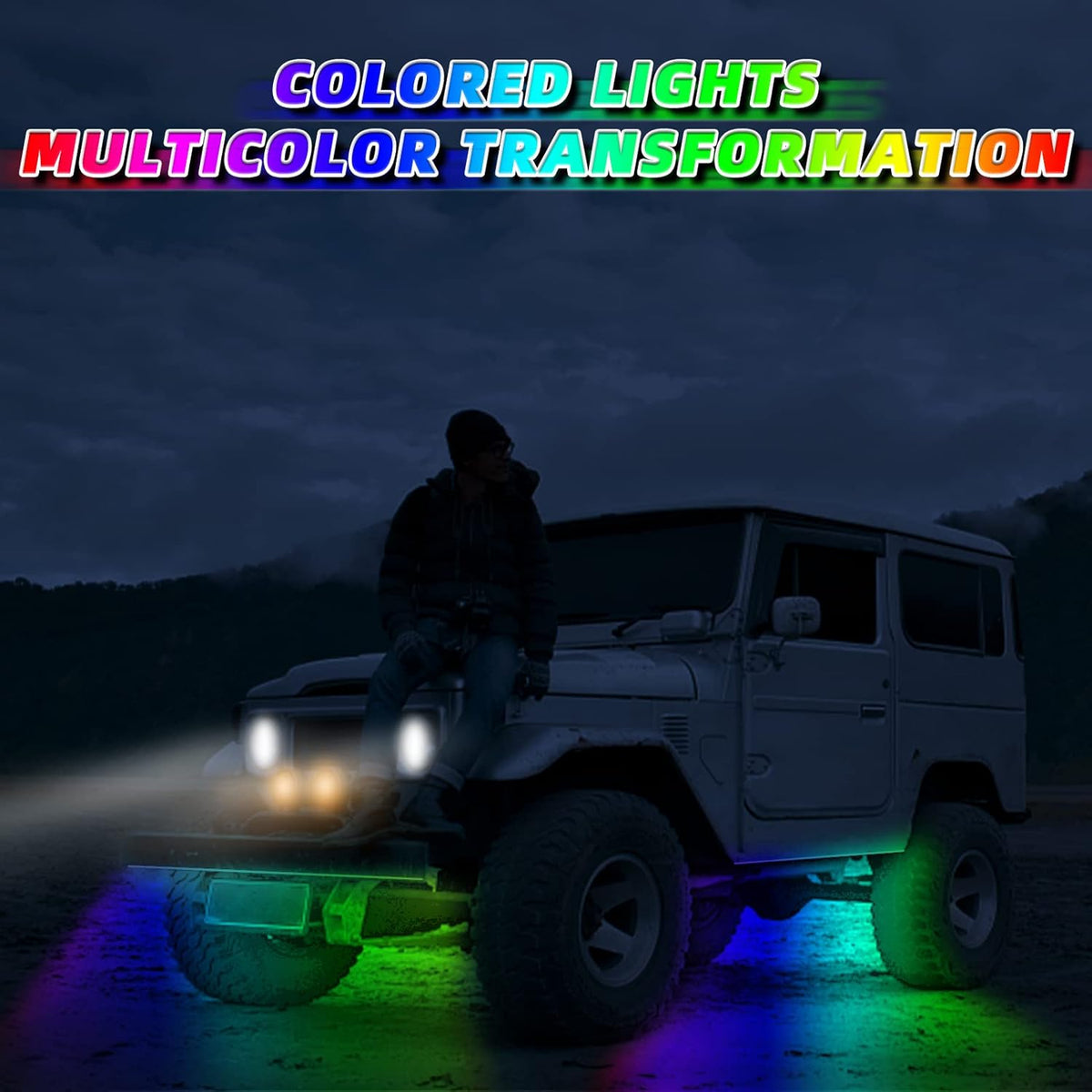 RGB Dimmable Waterproof Car LED Strip Lights Kit Pack of 2 M209