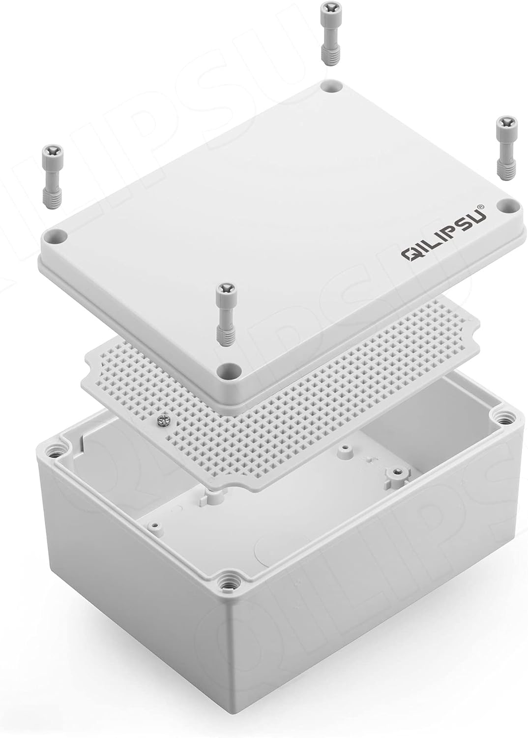 Junction Box with Mounting Plate 380x280x130mm ABS Plastic IP67 Waterproof Dustproof Enclosure Grey O742