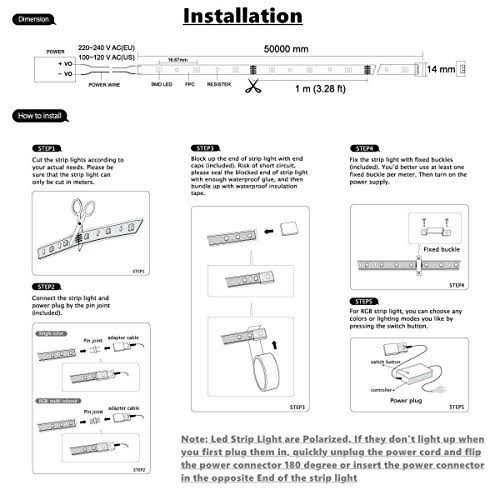 RGB LED Strip Light, Waterproof Multi Colors Dimmable SMD5050 LED Rope Light L659