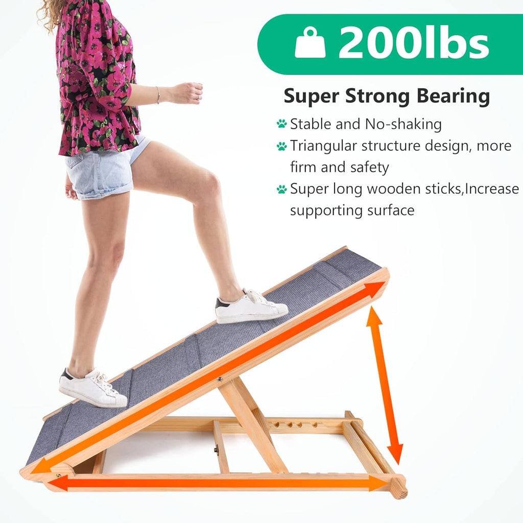 Wooden Adjustable Folding Dog Ramp for Bed Couch Car F109